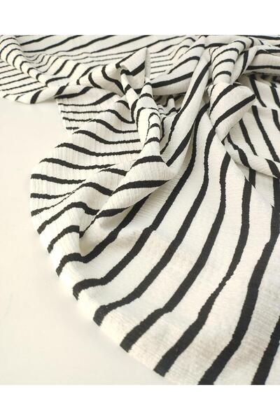 Kumaş Parça Black and White Colored Wrinkled Jersey (Width 160 cm X Length 27...
