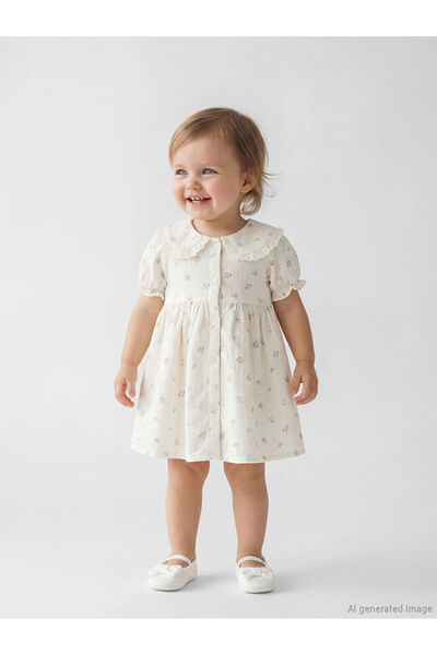 LC Waikiki Çelebi Store'dan Kaliteli Parçalar Bebe Roba Yaka Çiçek İşlemeli K...