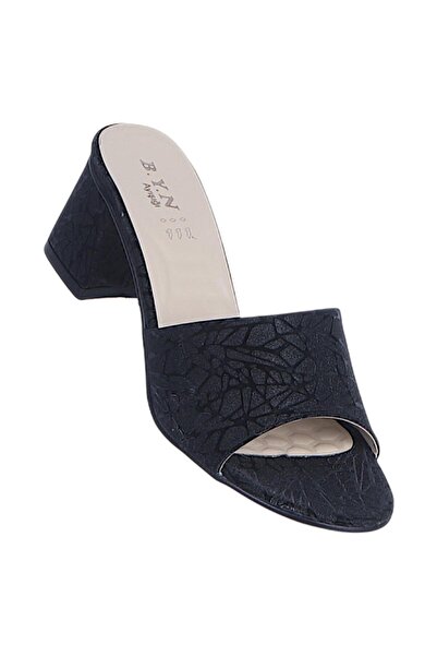 Ayakcenter Byn Ayışığı By21 Black Glittery Women's 7cm Heels Slipper