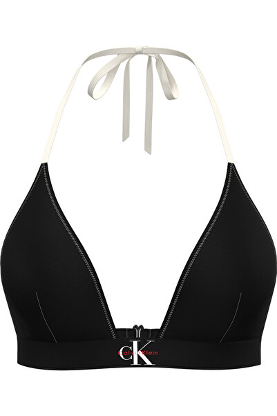 Calvin Klein Kadın Siyah Logo Detaylı Üçgen Bikini Üstü