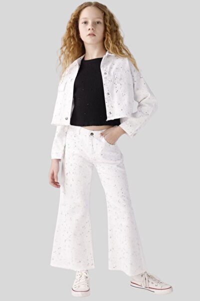 ww waka waka kids store Set alb pentru fete denim - cu model jachete scurte ș...