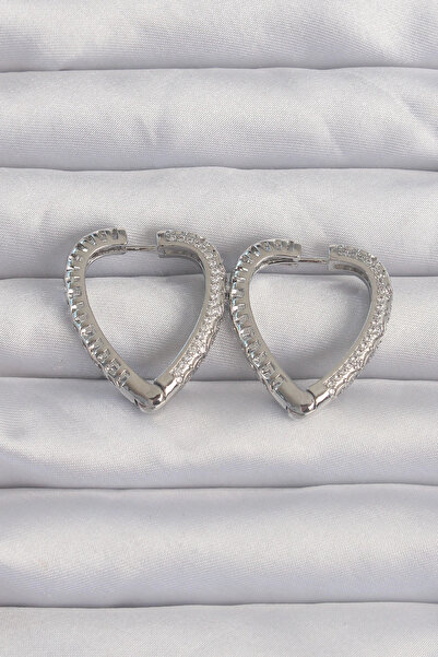 online kapsulavm avm alışveriş Brass Silver Color Zircon Stone Motif Heart Ea...