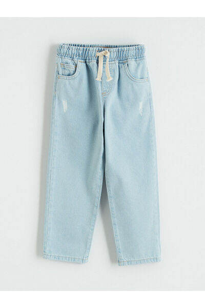 LC Waikiki Pantaloni din denim pentru băieți, cu talie legată Indigo