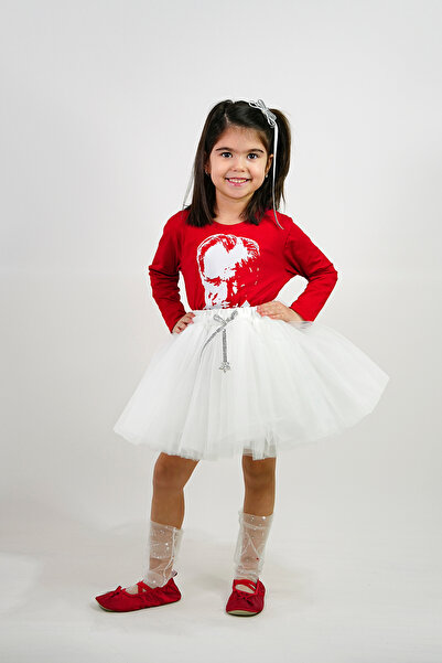 DUCA KIDS Atatürk με τύπωμα Κοριτσίστικο μακρυμάνικο μπλουζάκι και φουσκωτή φ...