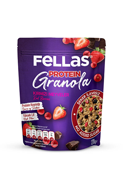 Fellas Protein Granola Kırmızı Meyveler 270 g - Yüksek Proteinli ve Çıtır