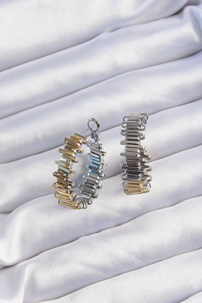 online kapsulavm avm alışveriş Brass Gold Silver Color Serrated Hoop Earrings