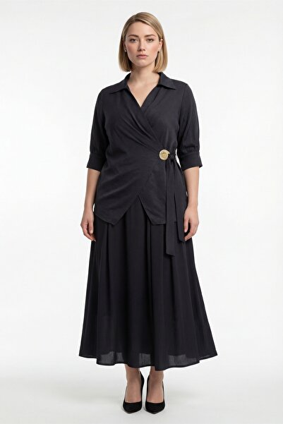 EXİTLİNE Women's Black Summer Belt with Elastic Waist and Special Accessories...