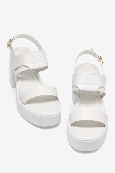 Tonny Black Women's White Comfortable Fit PU Sole Heels Sandals