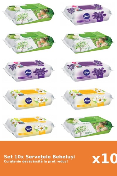 Sleepy Set of 10 Sleepy Baby Wipes: Chamomile, Apple, Lavender
