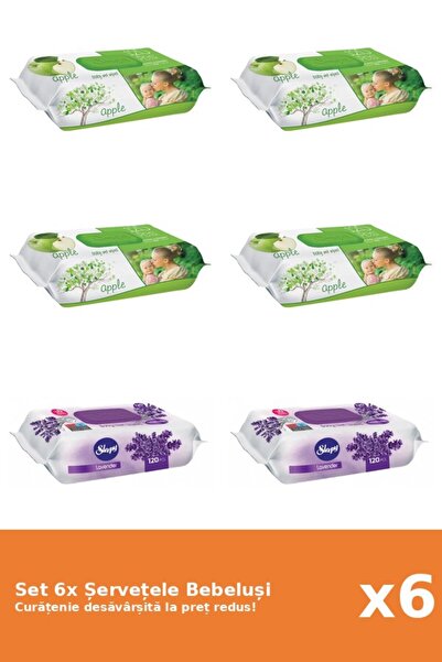 Sleepy Set 6 Șervețele Bebeluși Sleepy: Apple, Lavanda