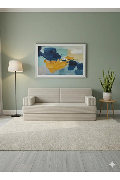 BAKIRÖZÜ HOME Premium Fitilli Kadife Kumaş, Konforlu Yer Kanepesi ,Modüler Ko...