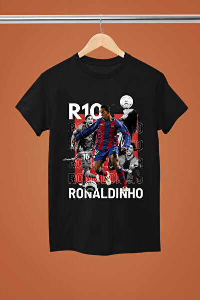 MAGORS تيشيرت رونالدينيو مطبوع قطن لو بأكمام قصيرة وقصة عادية
