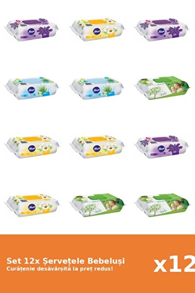 Sleepy Set of 12 Sleepy Baby Wipes: Aloe Vera, Apple, Lavender, Chamomile