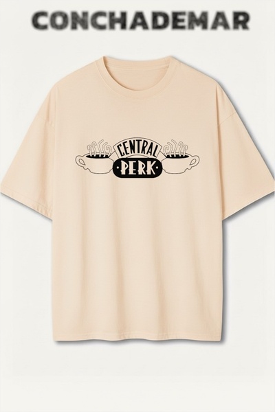 Vordevia Central Perk cu imprimeu Premium supradimensionat bumbac bucăți tricou