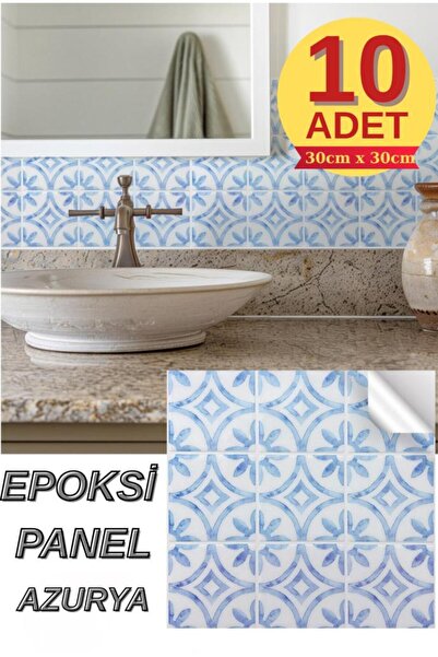Renkli Duvarlar 10 Adet 30×30cm Azurya Epoksi 3D Yapışkanlı Duvar Kaplama Pan...