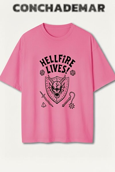 Vordevia Hellfire Lives Štampano Premium Oversize kroj Pamuk lu T-shirt