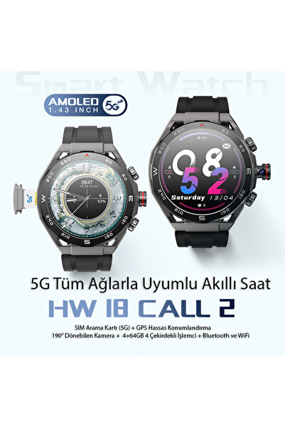 Wearfit Pro HW18 Call 4G Android Akıllı Saat – SIM Destekli, AMOLED Full Ekra...