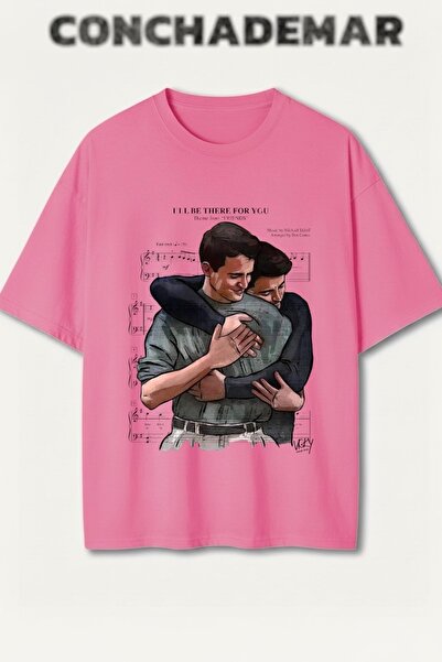 Vordevia Τζόι και Τσάντλερ με τύπωμα Premium oversized Βαμβάκι τεμάχια μπλουζ...