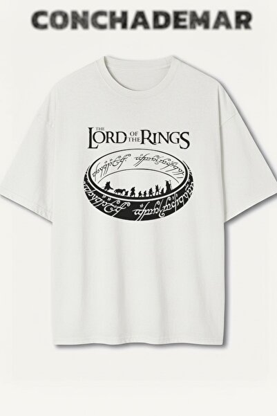 Vordevia Stăpânul Inelelor cu imprimeu Premium supradimensionat bumbac lu tricou