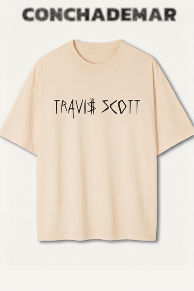 Vordevia Travis Scott cu imprimeu Premium supradimensionat bumbac lu tricou