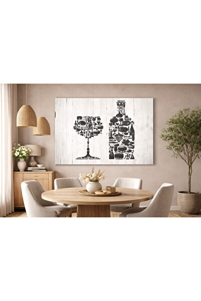 BLT DİZAYN Gift for Wine Lovers: Stylish Living Room Table with Black Silhoue...