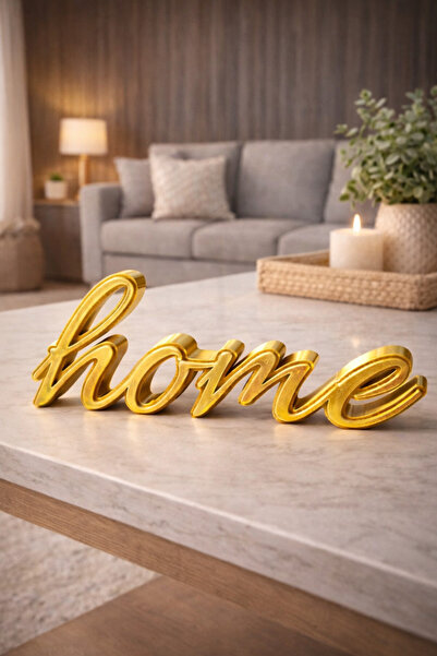 SteraDesign Gold Home Yazı Dekor Modern Masa Üstü Dekoratif Obje Salon Yatak ...