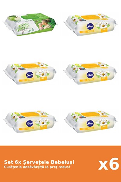 Sleepy Set of 6 Sleepy Baby Wipes: Apple, Chamomile