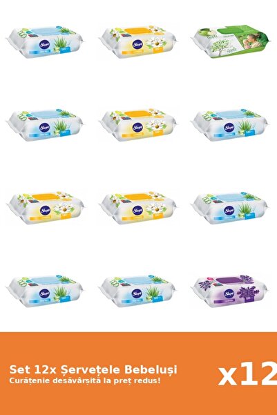 Sleepy Set of 12 Sleepy Baby Wipes: Aloe Vera, Apple, Lavender, Chamomile