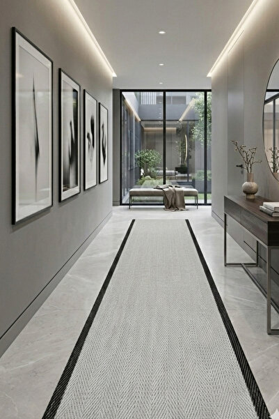 Babil Home Kaymaz Taban Sisal Kesme Halı Mutfak Koridor Hol Yolluk S907SİYAH