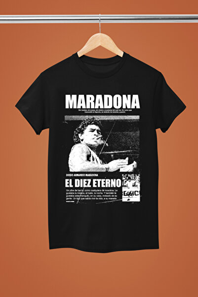 MAGORS تيشيرت مارادونا دييغو أرماندو مطبوع بأكمام قصيرة وقصة عادية مكون من قط...