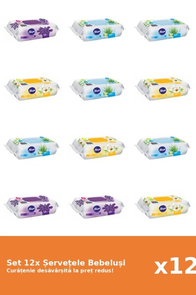 Sleepy Set of 12 Sleepy Baby Wipes: Aloe Vera, Lavender, Chamomile