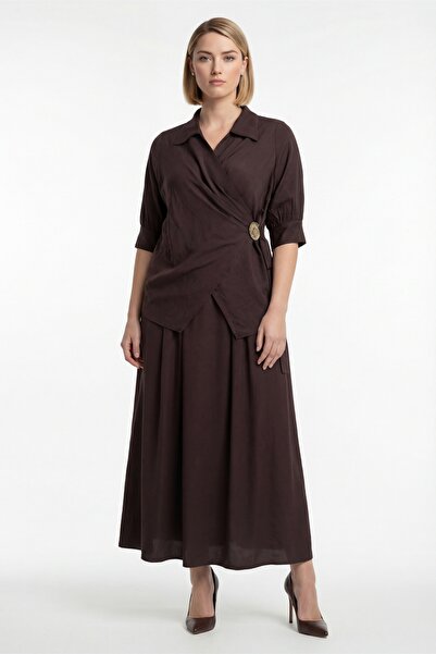 EXİTLİNE Women's Brown Summer Belt with Elastic Waist and Special Accessories...