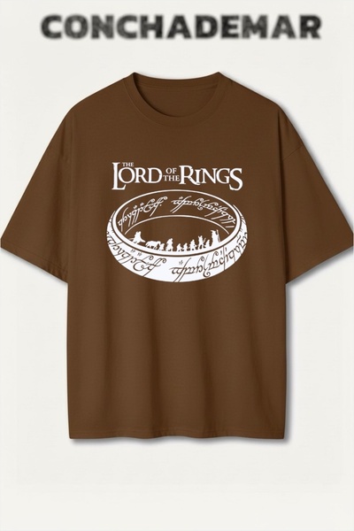 Vordevia Stăpânul Inelelor cu imprimeu Premium supradimensionat bumbac lu tricou
