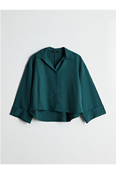 LC Waikiki Modanova Sezon Green Modal Mixed Oversized Women's Shirt