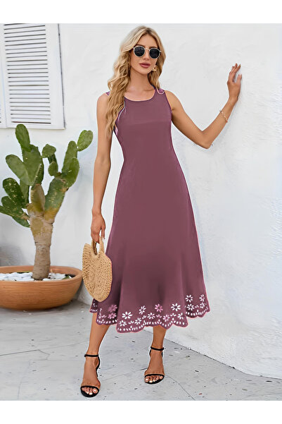 modablask Women's Skirt Tip Laser Cut Floral Patterned Midi Size Imported Cre...