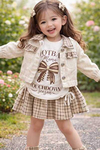 mimocool Girl's Plaid Skirt and Jacket Set