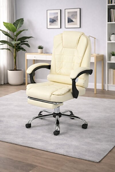 N.zone كرسي مكتب تنفيذي بظهر عالي، مسند قدمين قابل للسحب، كرسي مريح للعمل الطويل