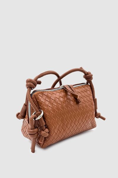 EBROU Blitz Long Crisscross Straps Mini Tan Women's Shoulder Bag