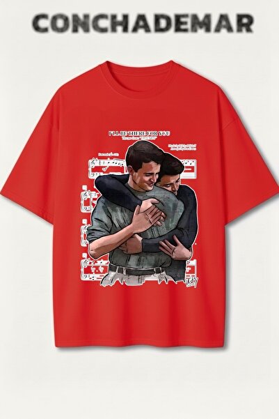 Vordevia Joey i Chandler Štampano Premium Oversize kroj Pamuk komad T-shirt