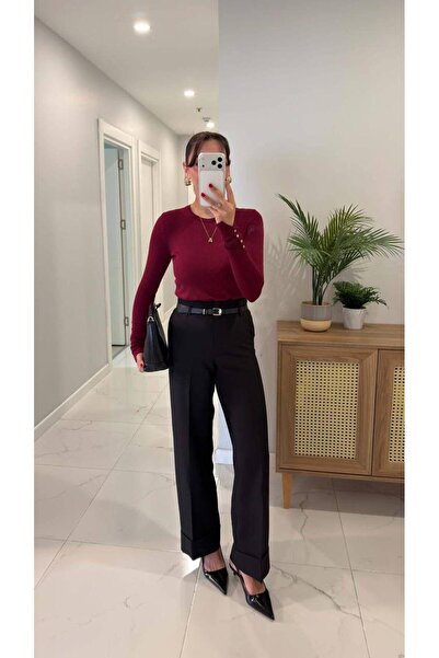 ALVOR بنطلون قماش بفتحتين للساقين، عبوة من حزام قطع