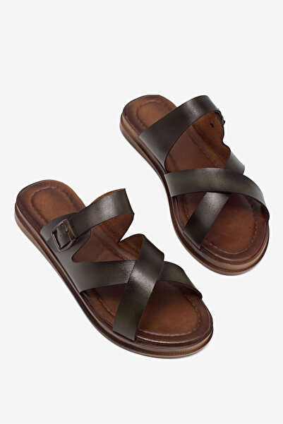 Tonny Black Women's Green Comfortable Thermo Sole with Buckled Cross Straps S...