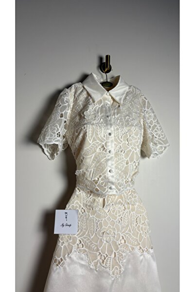 MYGROUP فستان دانتيل ياقة كلاسيكية