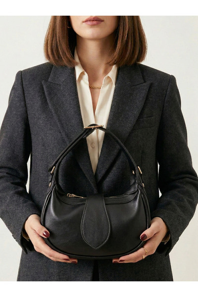 Çanta Trend Black Color Women's Bag with Lined Hand and Shoulder Straps Bag