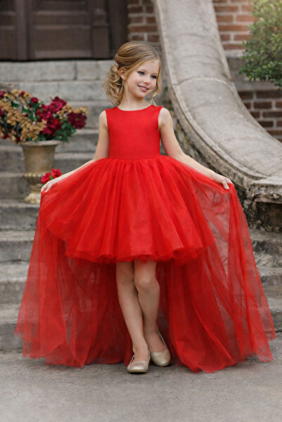 nsmkidslife Κοριτσίστικο φόρεμα με κοντό μπροστινό μέρος και μακριά ουρά, λεπ...