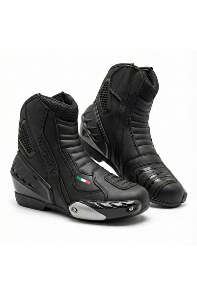 Prosev Summer Short Racing Boots – Italian Model D Leather Hard Protection Mo...