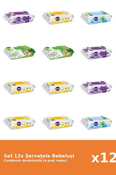 Sleepy Set of 12 Sleepy Baby Wipes: Aloe Vera, Apple, Lavender, Chamomile
