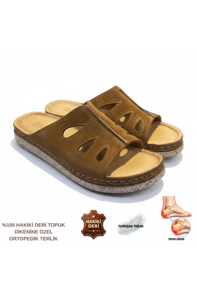 SHOUGO Genuine Leather Tam Orthopedic Suede Heel Spur Supported Slipper