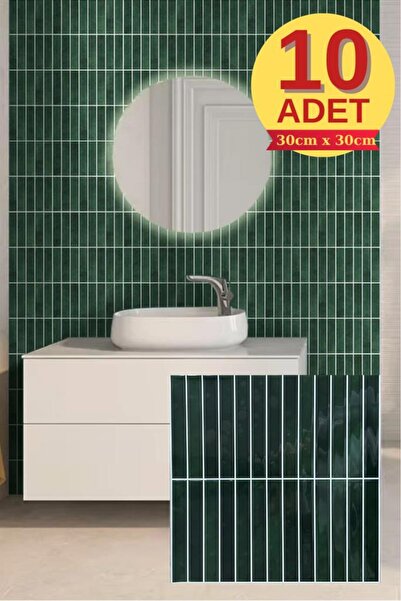 Renkli Duvarlar 10 Adet 30×30cm Zümrüt Epoksi 3D Yapışkanlı Duvar Kaplama Pan...