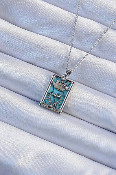 online kapsulavm avm alışveriş 316L Steel Chain Silver Color Zircon Stone Blu...