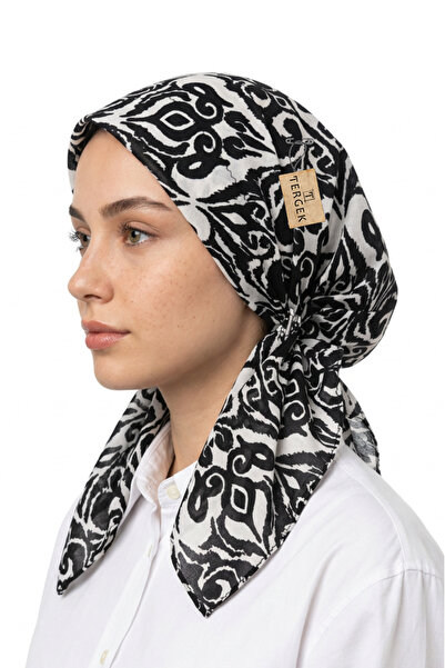 Tergek Elastic Bandana Black White Patterned Women's Practical Daily Sports D...